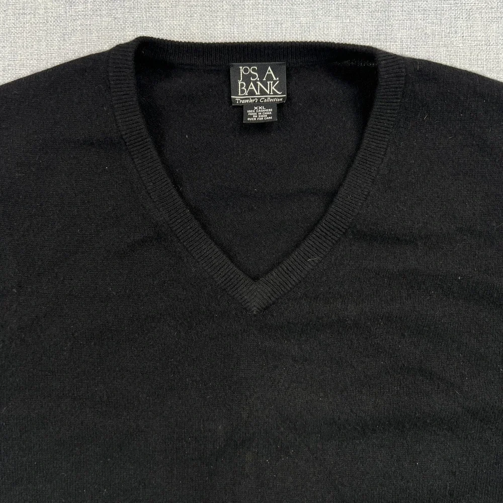 Jos A‎ Bank Traveler's Collection 100% Cashmere V-Neck Sweater Mens XXL Black